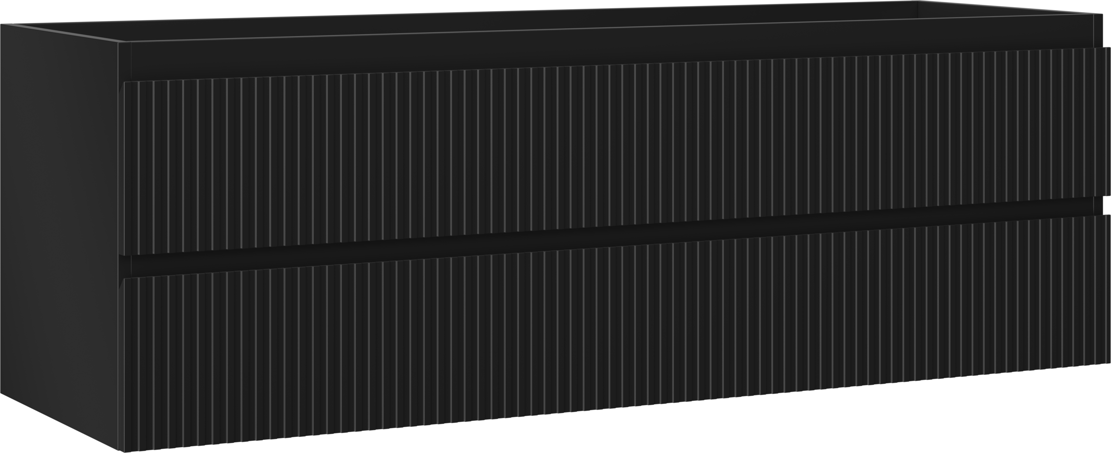 Mexen Rivel szafka łazienkowa podumywalkowa 140 cm, 2 szuflady, ryflowana , czarna mat - 91A20-14047-2-BFF71
