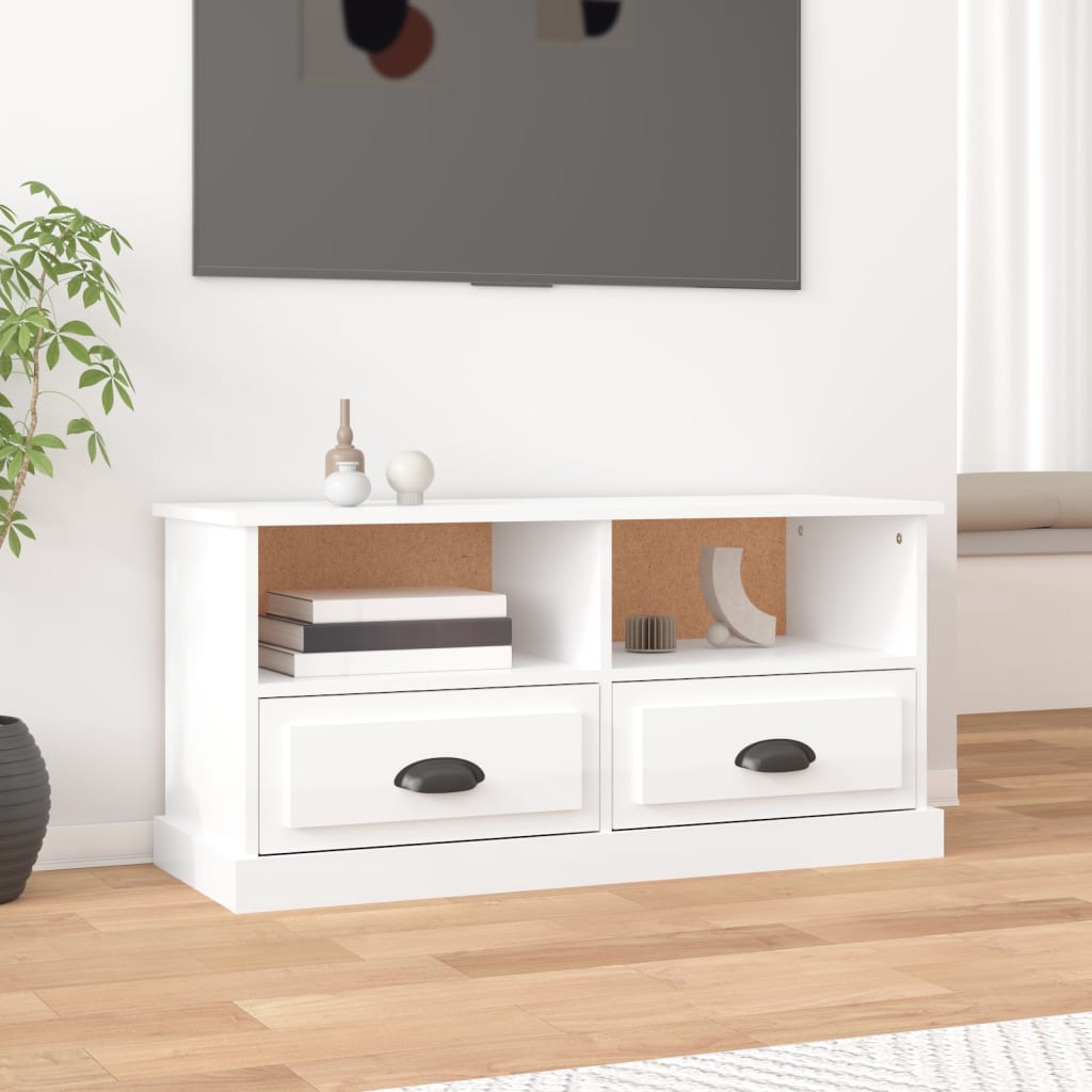 vidaXL Szafka TV, biała na wysoki połysk, 93x35,5x45 cm