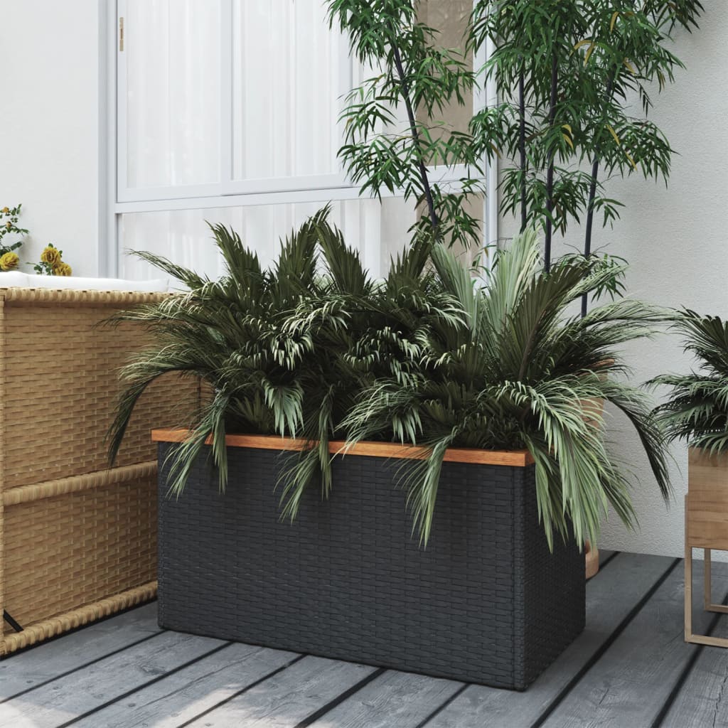vidaXL Donica, czarna, 80x40x40 cm, polirattan