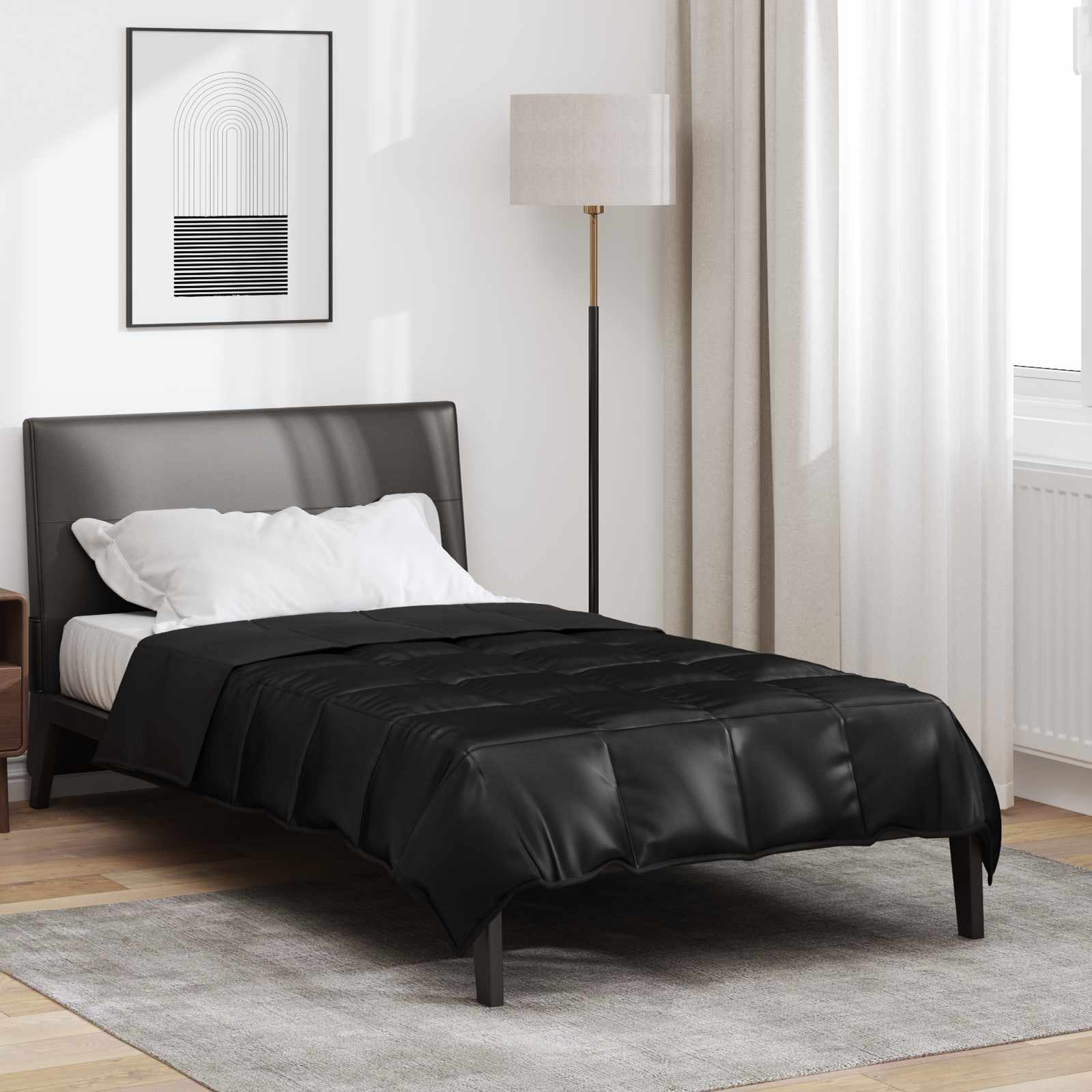 Kołdra na cały rok Czarny 140 x 220 cm Satyna i Mikrofibra vidaXL