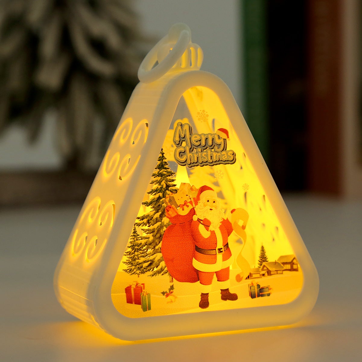 Dekoracje świąteczne, lampka nocna retro, ozdoba na biurko - biała - wzór staruszka - 2 sztuki.
