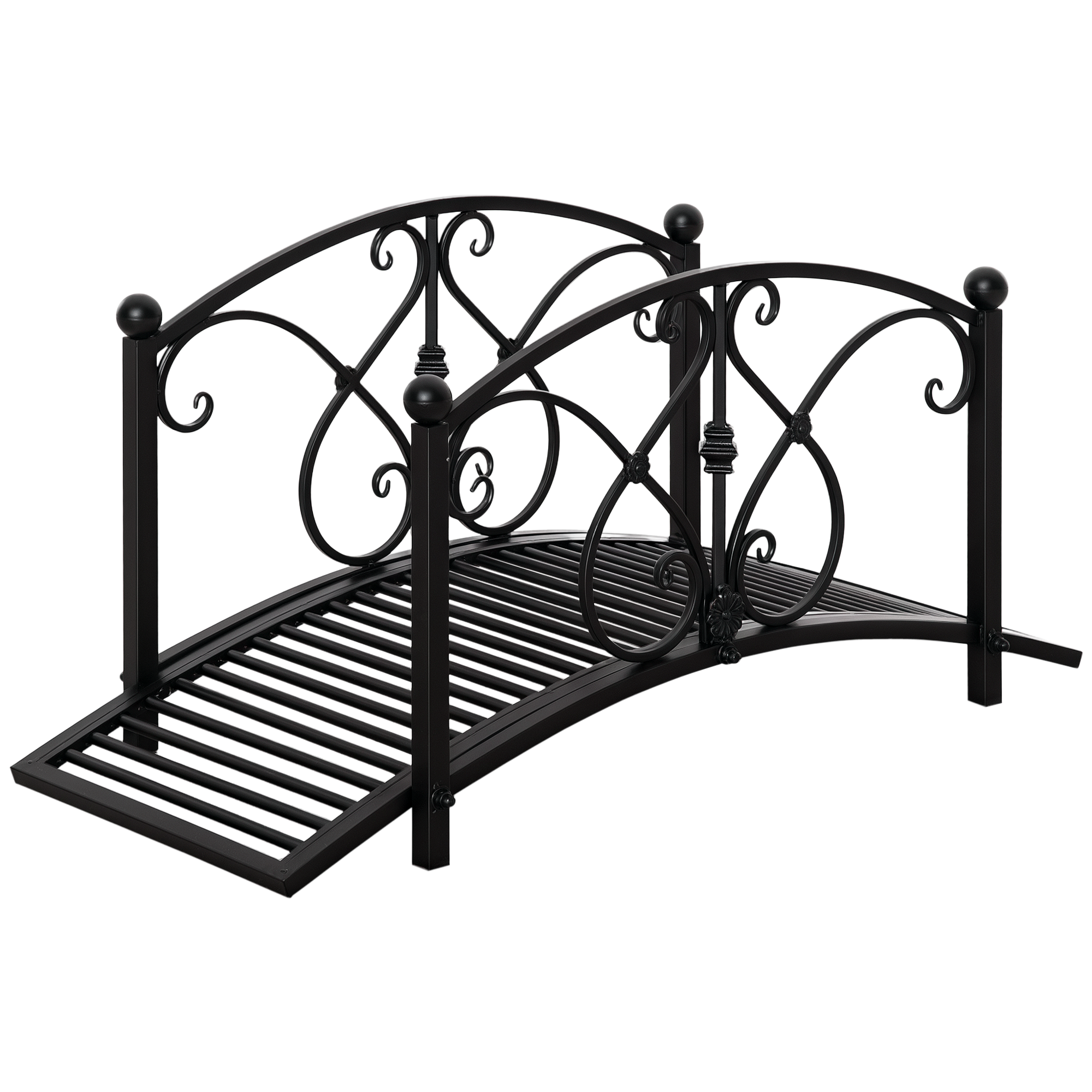 metal mostek ogrodowy z boczny handrails, maksymalne obciążenie 150 kg, 102 x 48 x 49 cm, czarny