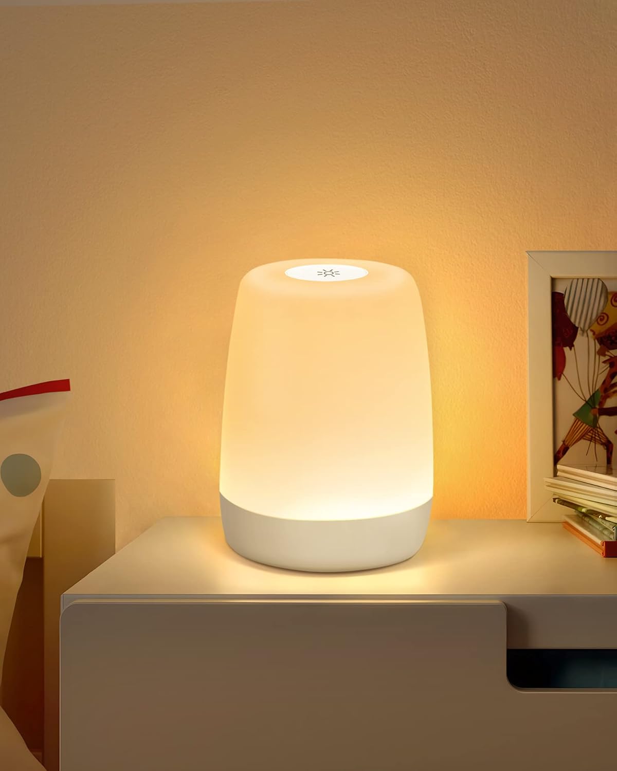 Lampka nocna dla dzieci sypialni salonu dotykowa lampka nocna LED możliwością ściemniania trybem ciepłym zmianą kolorów RVB lampa ładowana przez USB