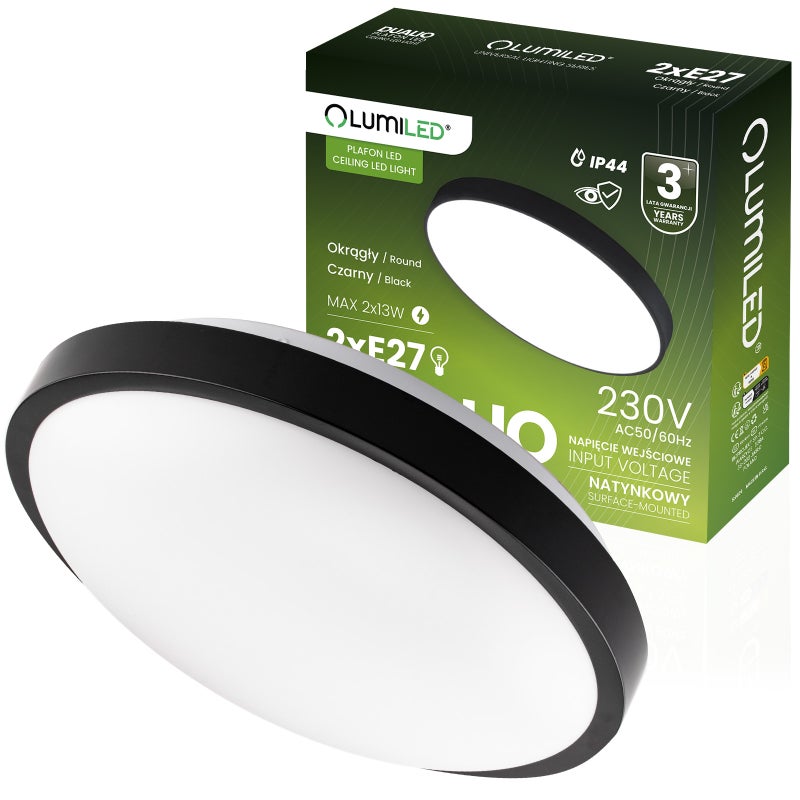 Plafon Lumiled Lampa Sufitowa Natynkowa 2x E27 Okrągły IP44 30cm 1 szt.