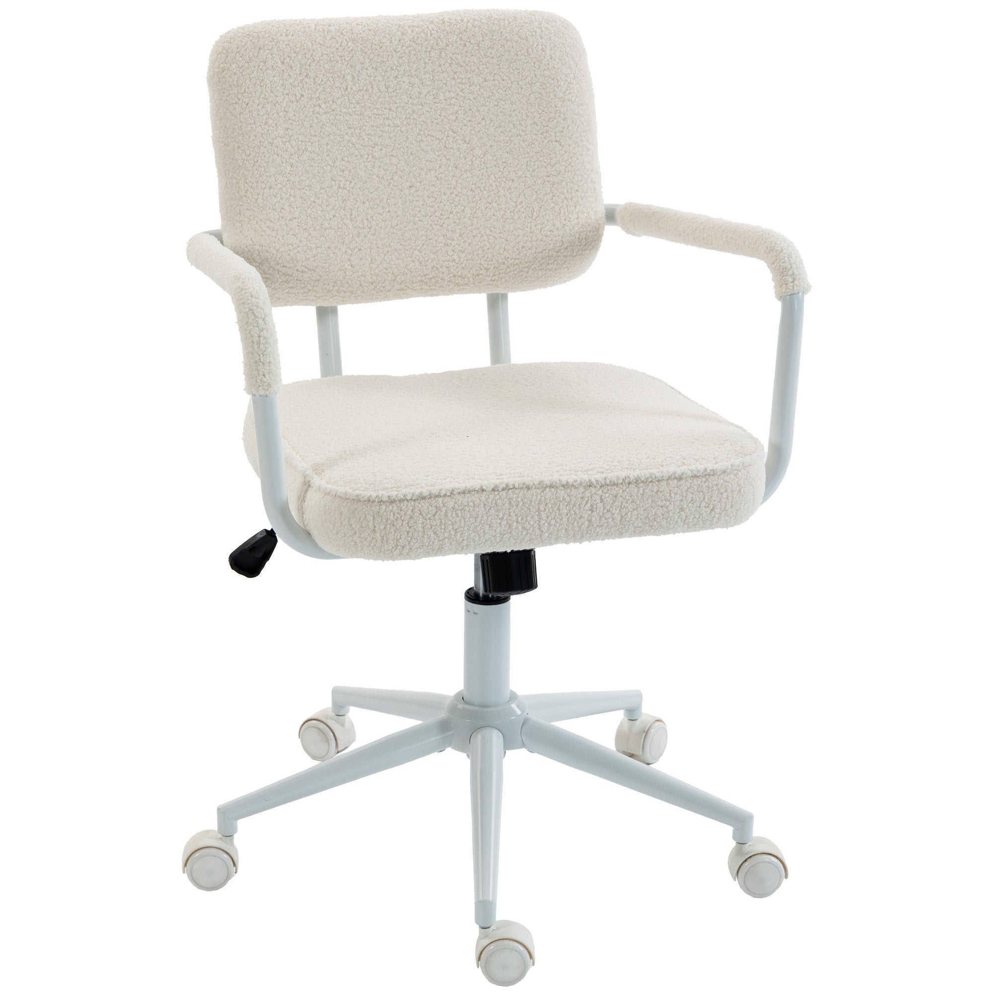 Ergonomiczny fotel biurowy, fotel biurowy z tkaniny Boucle z regulowaną wysokością i funkcją odchylania, kremowy