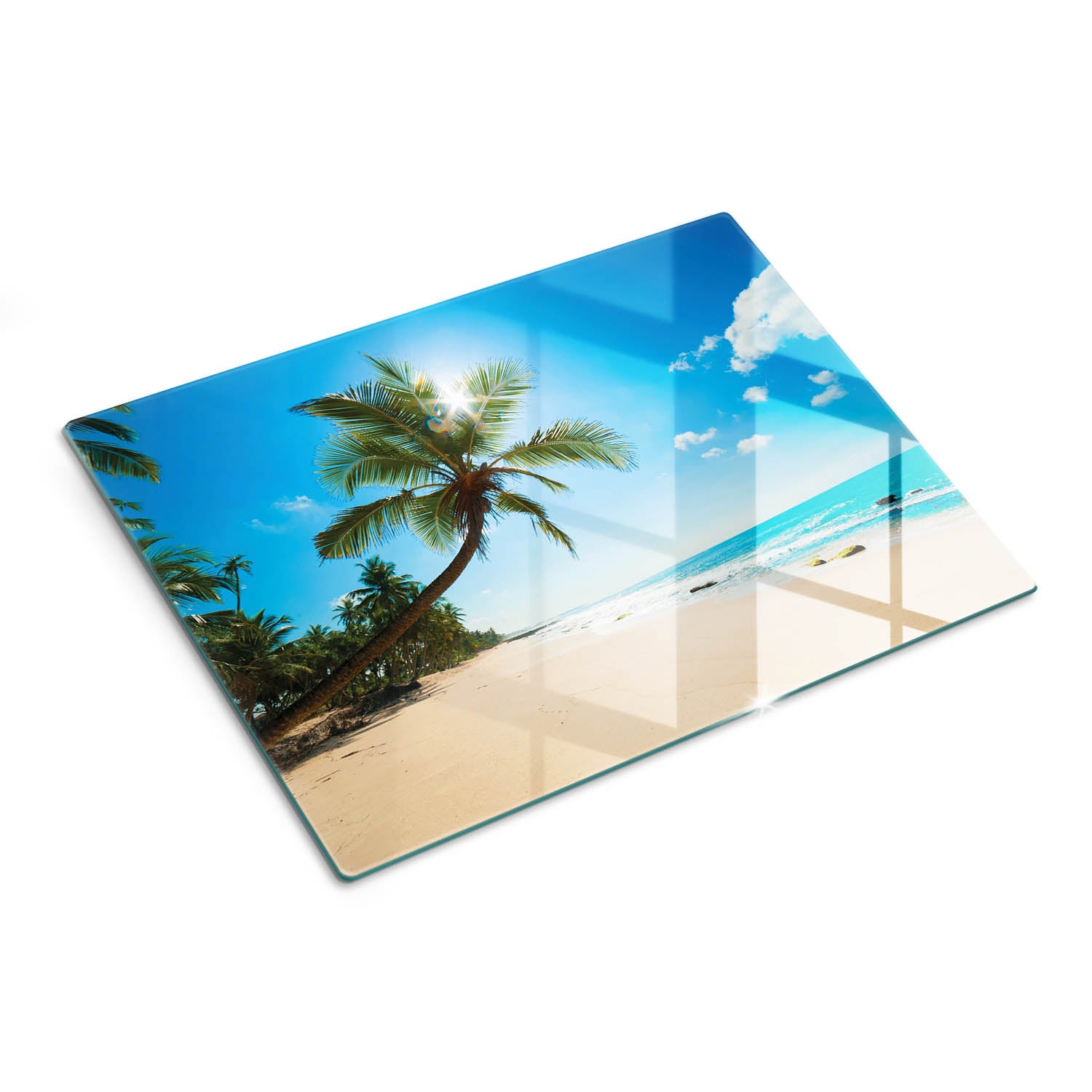 Szklana deska do kuchni z ozdobnym nadrukiem - Tropikalna Plaża - 30x40 - Tulup