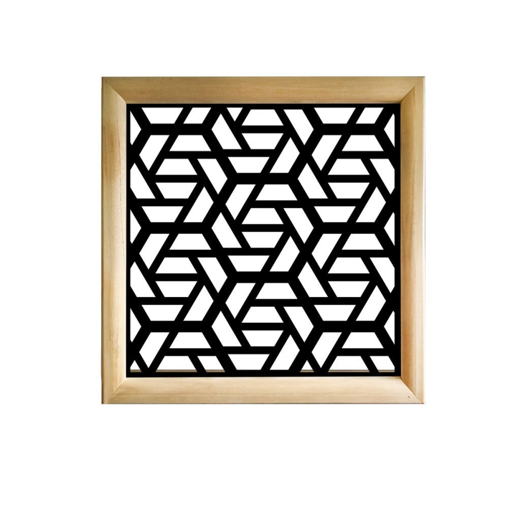 RHOMBUS - Kwadratowe moduły dekoracyjne z drewna i PVC - Rozmiar 48x48 cm - Grubość 47 mm - Kolor wewnętrzny CZARNY