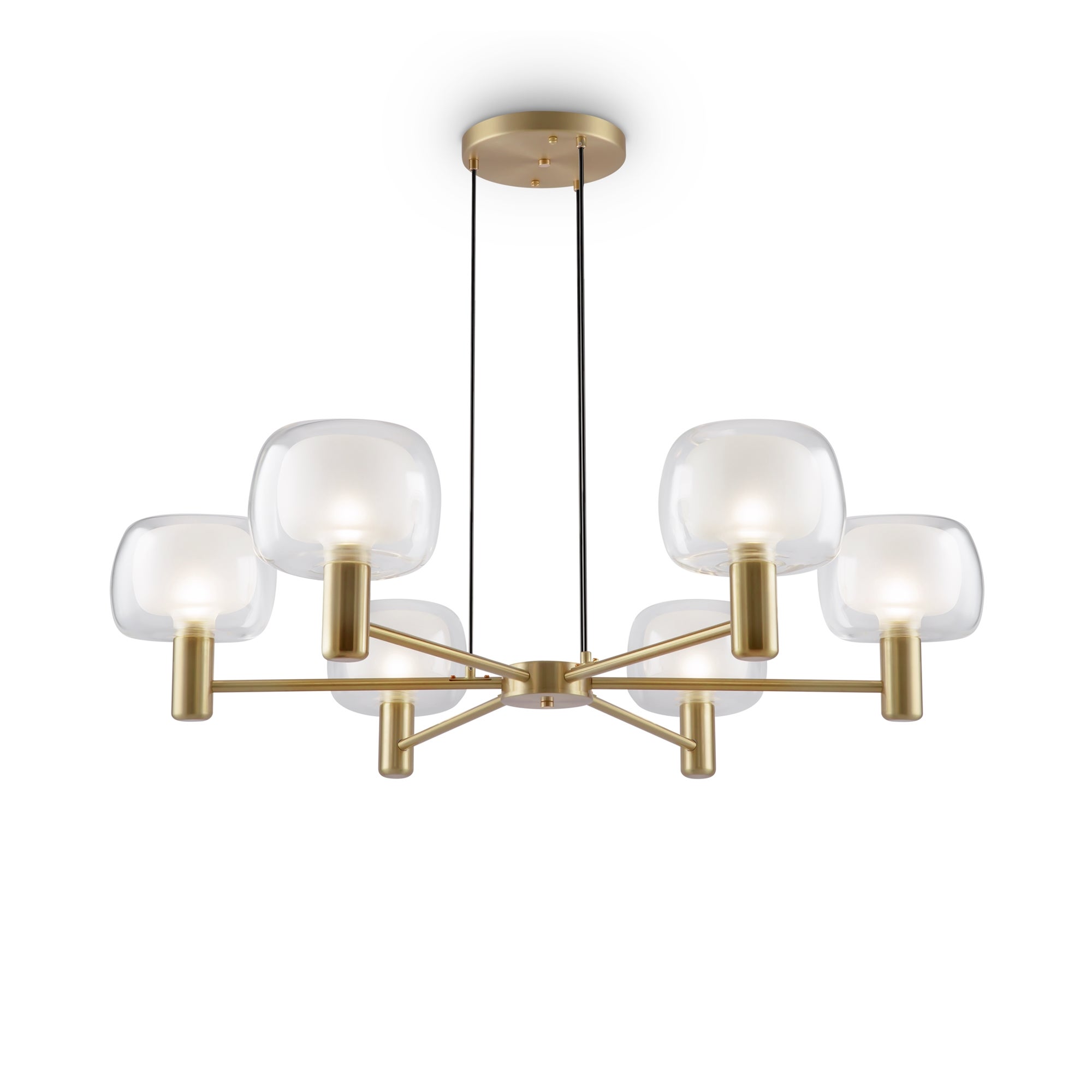 Lampa wisząca nowoczesna złoto-przezroczysta szklane klosze góra 6xE14 60W VISION Maytoni