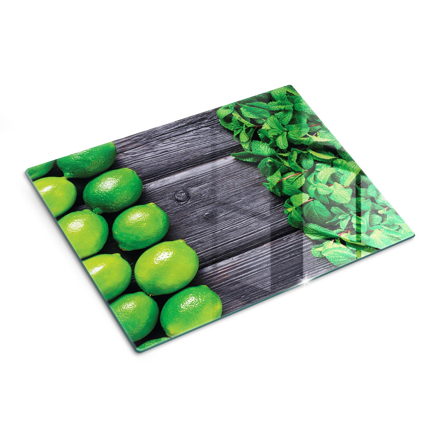 Deska kuchenna szklana z nadrukiem wzór dekoracyjny - Limonka Mięta - 30x40 - Tulup