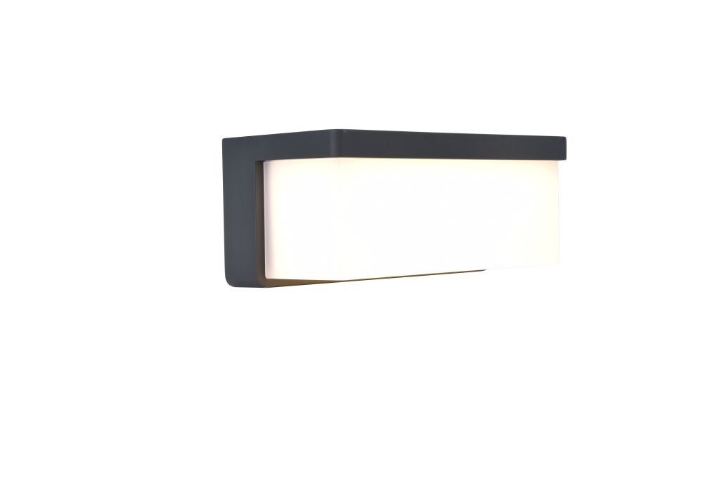 Prostokątna lampa ścienna solarna ZELNA, trwała i elegancka w kolorze antracytowym, 3000K, 9W