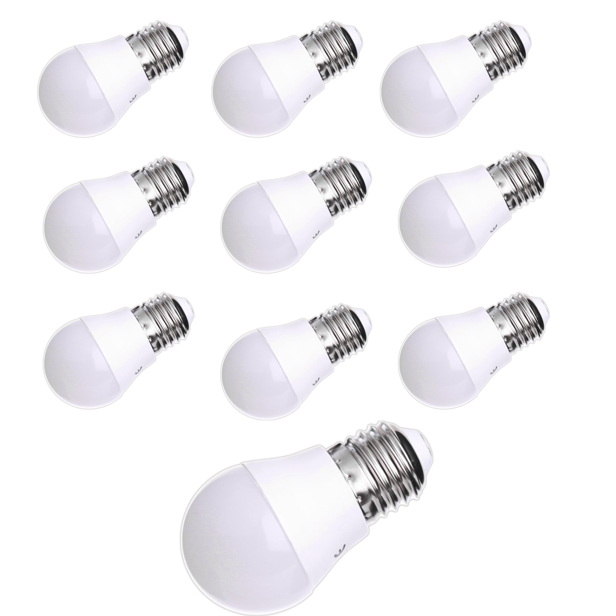 Zestaw 10 mini żarówek LED G45, trzonek E27, 7 W, chłodna biel 6000 K