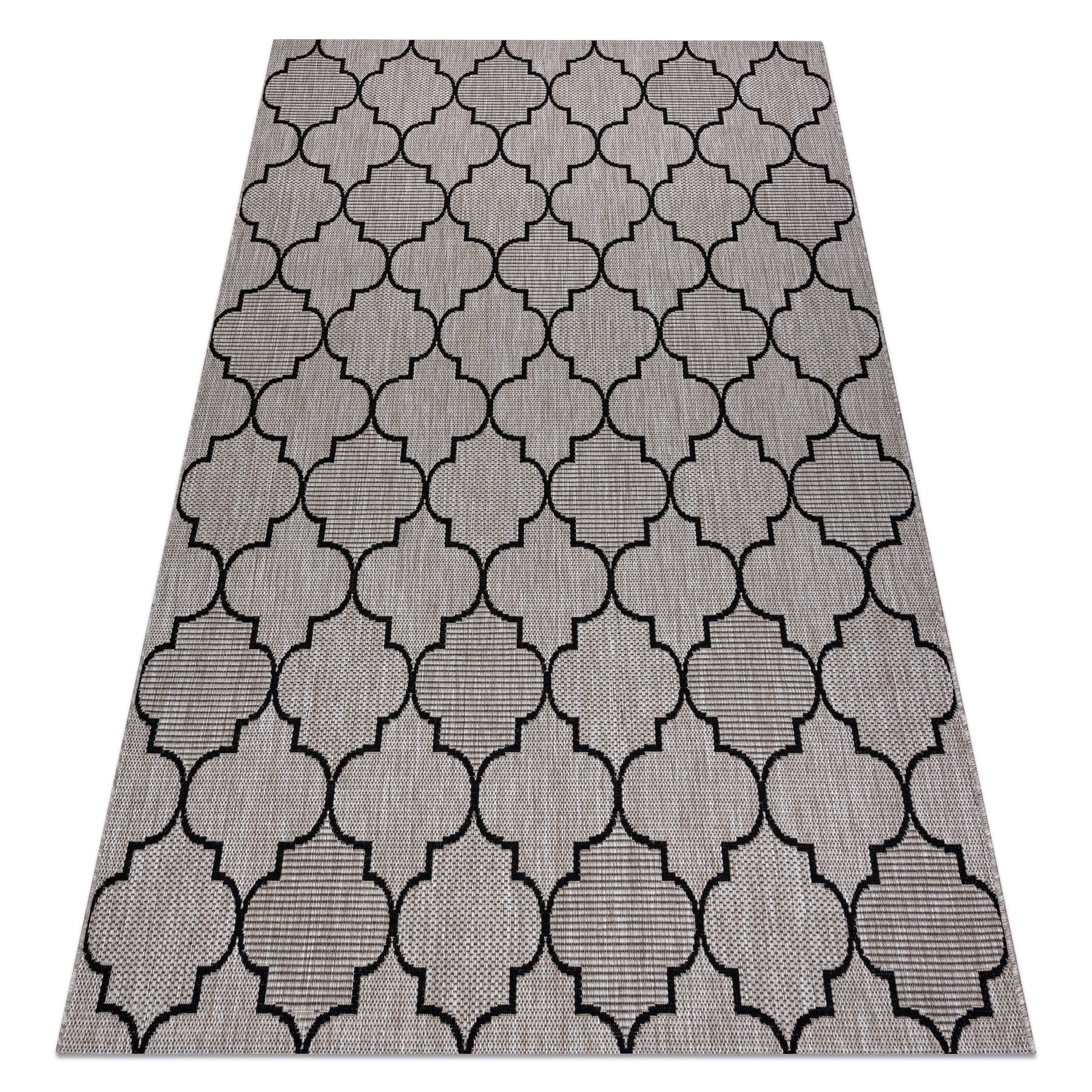 DYWAN SZNURKOWY SIZAL FLOORLUX 20607 , koniczyna marokańska, trellis srebrny / czarny 80x150 cm
