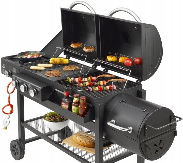 GRILL GAZOWY WĘGLOWY WĘDZARKA 3w1 EL FUEGO SIERRA COMBIGRIL ŻELIWNY RUSZT