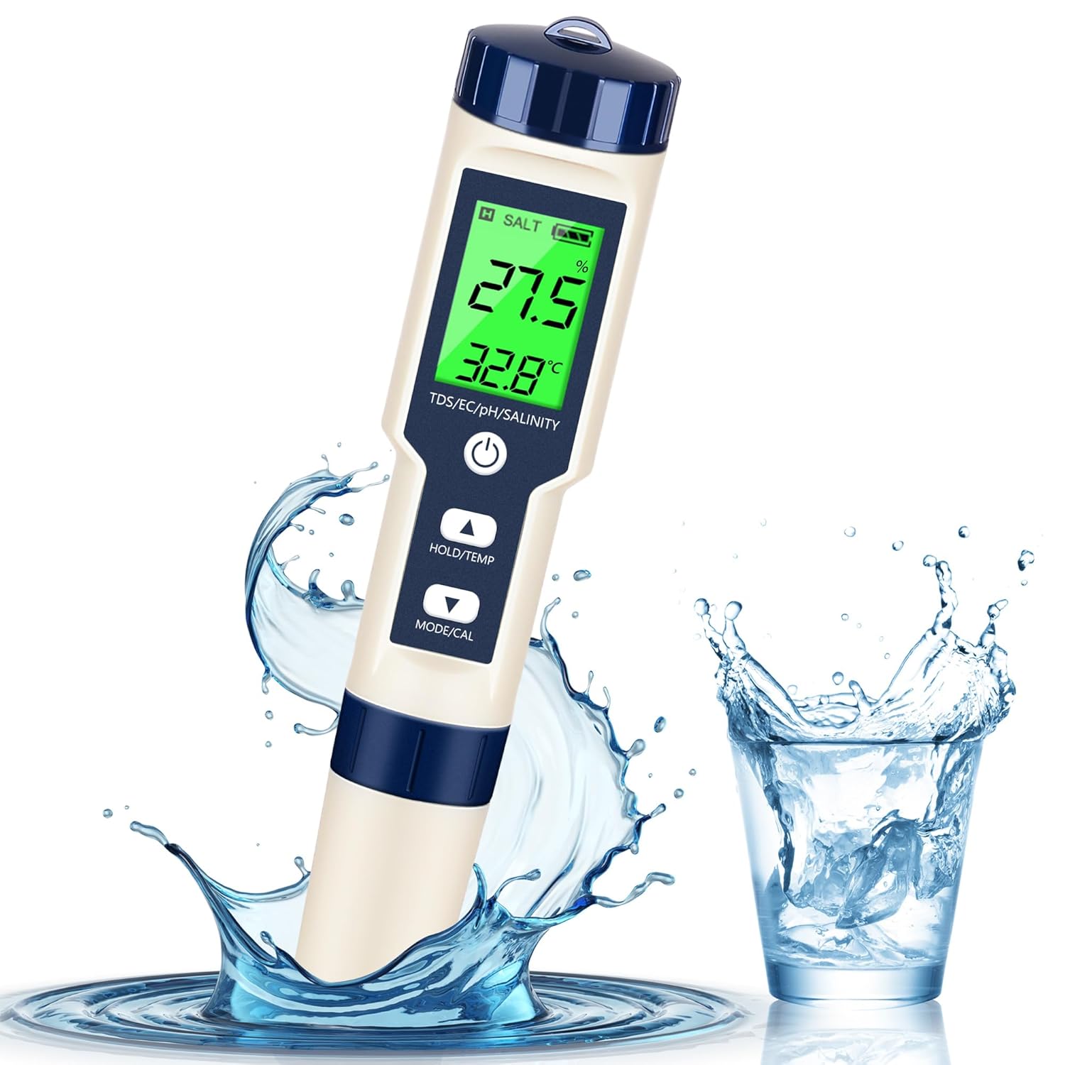 Chlorometr pH 5 w 1 do basenów, miernik pH chloru ORP H₂, szybki i dokładny pomiar, tester jakości wody pitnej, akwariowej, spa