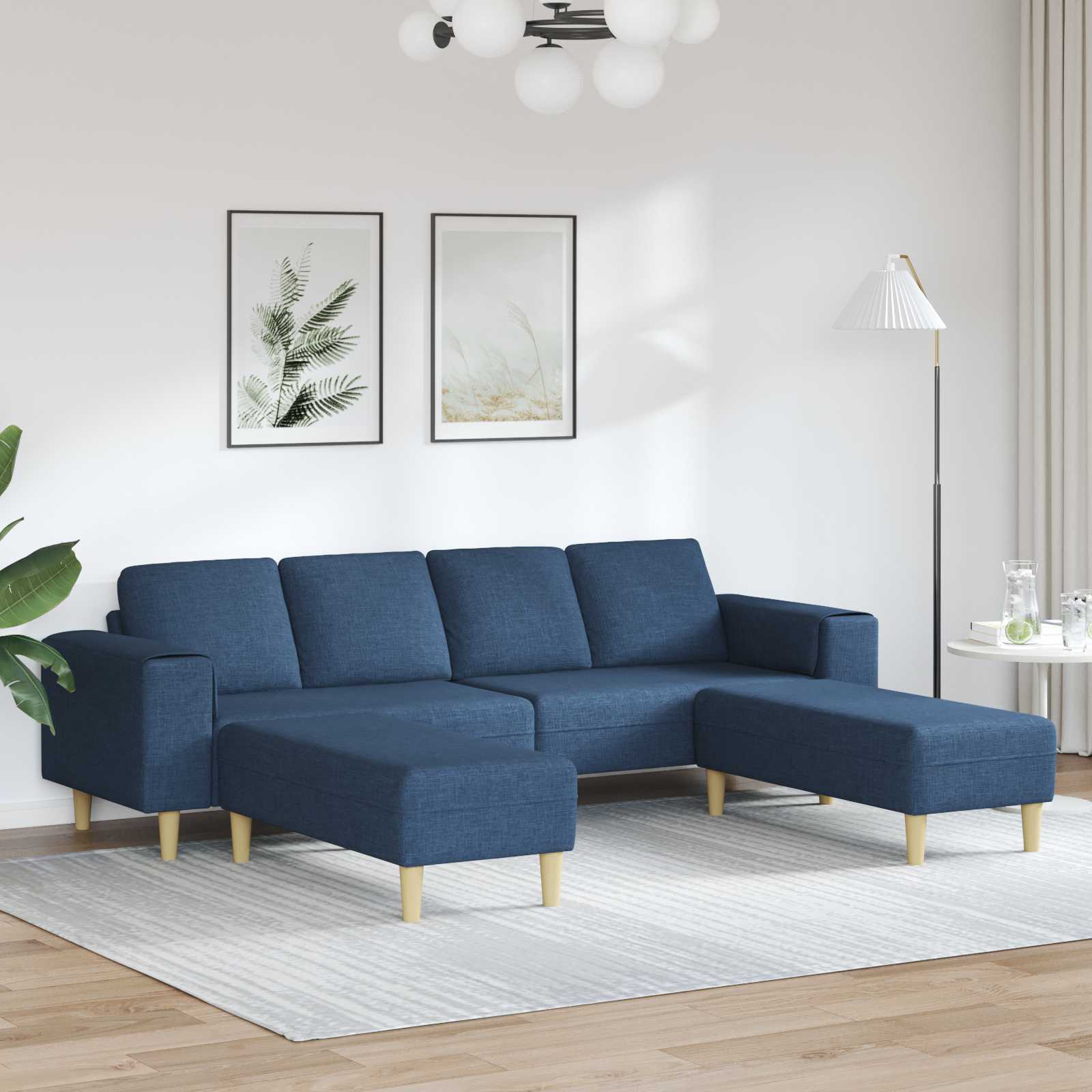 Sofa do salonu 3 pcs Niebieski Poliester vidaXL