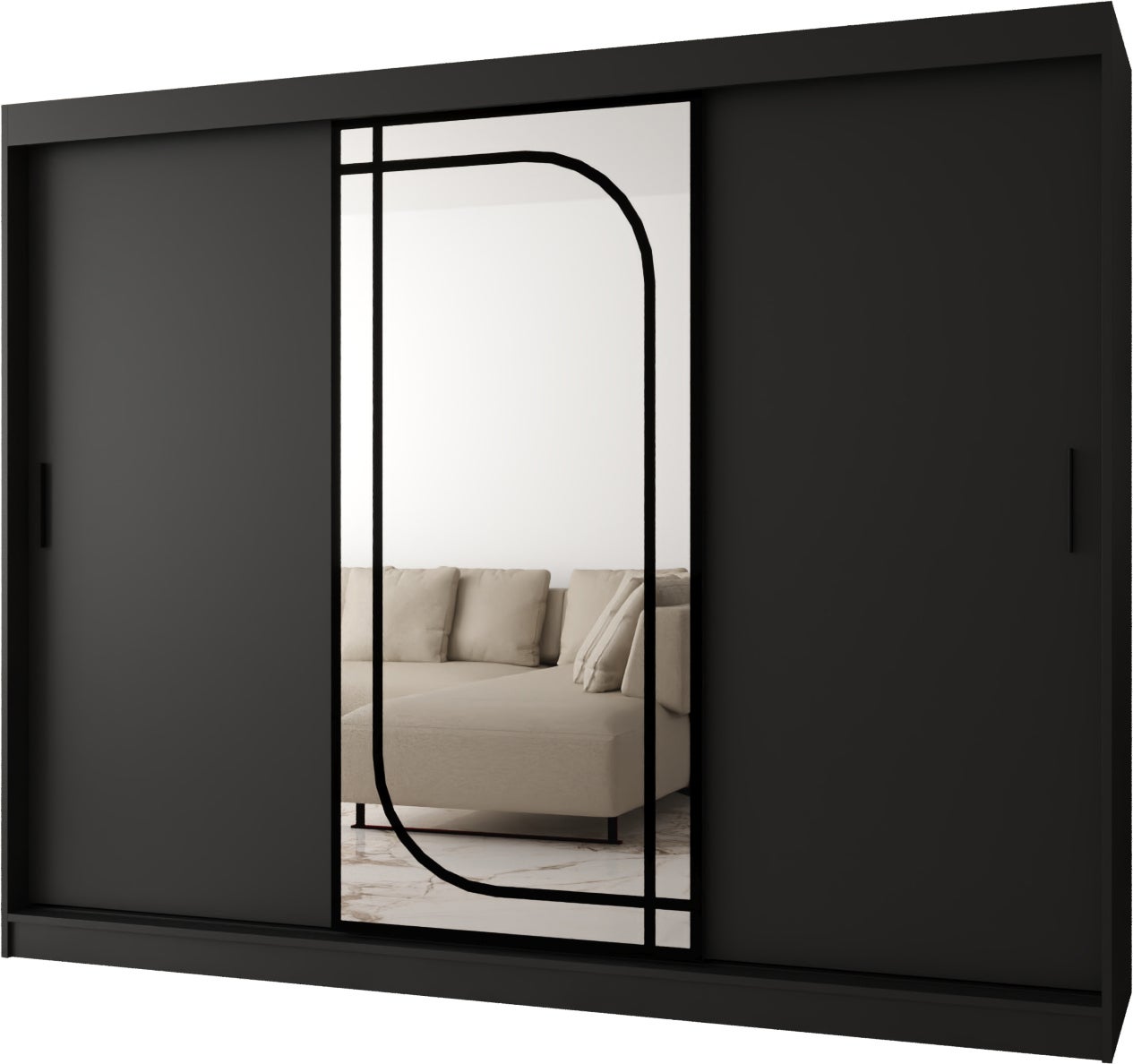 Szafa przesuwna z lustrem ALABAMA 250 x 62 x 200 czarny + u. czarny