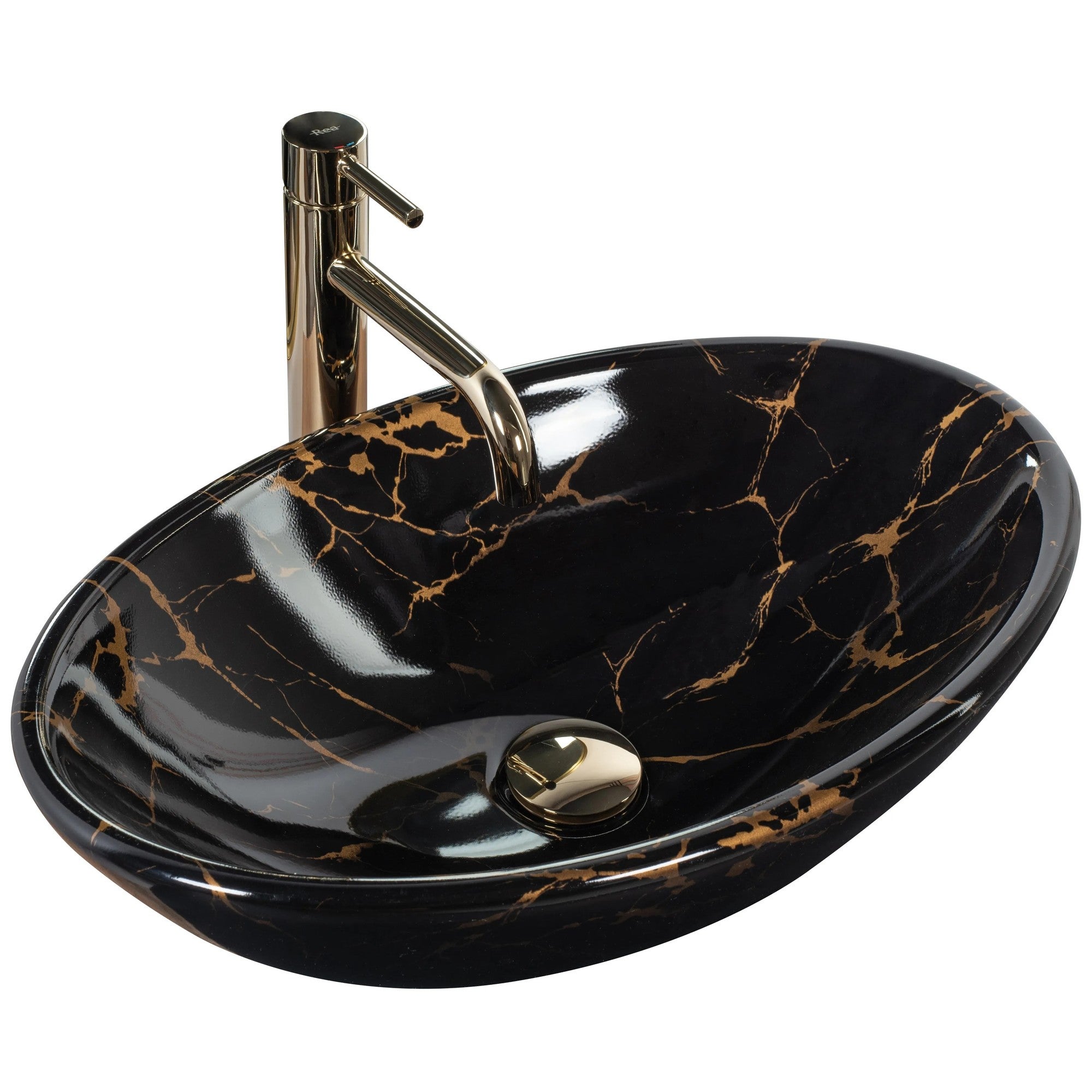 Umywalka Nablatowa Rea Pamela Marble Shiny Czarny 53 X 33