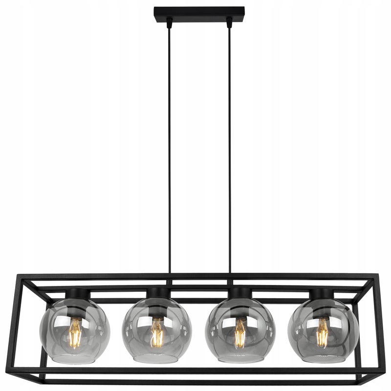 Lampa sufitowa wisząca Light Home LH Haga Cage 4x E27 60W szkło grafitowy