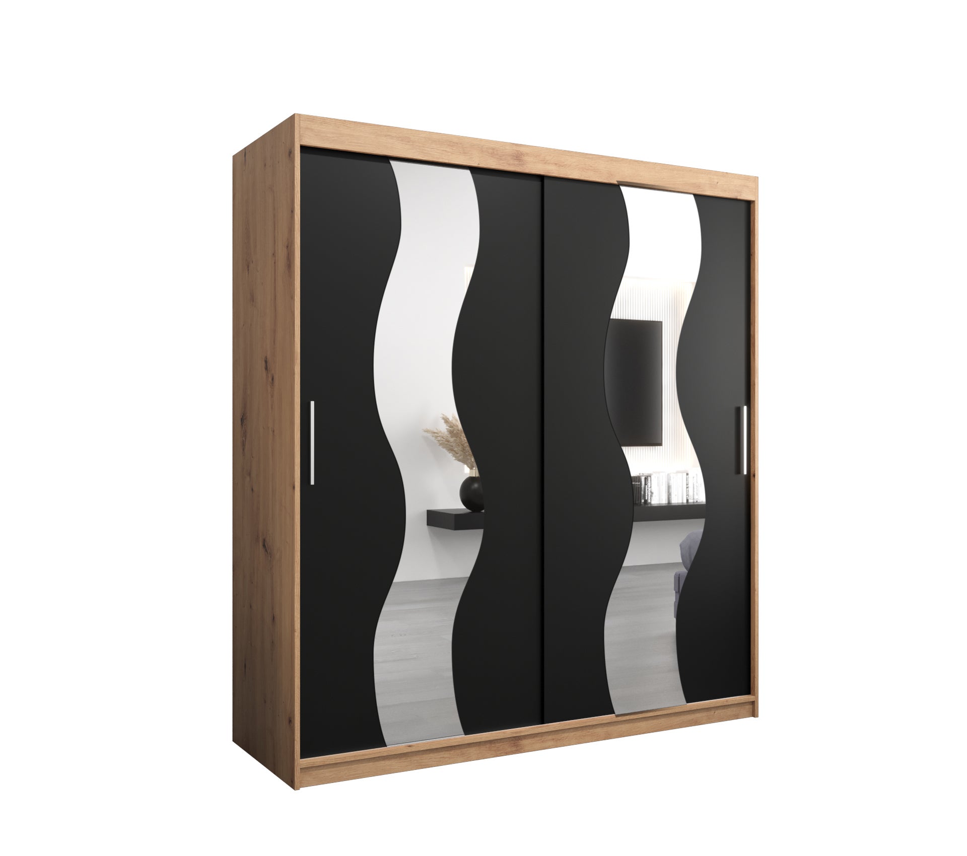 Szafa przesuwna garderoba SEWILLA 180 x 62 x 200 cm Artisan + Czarny - Abiks Meble