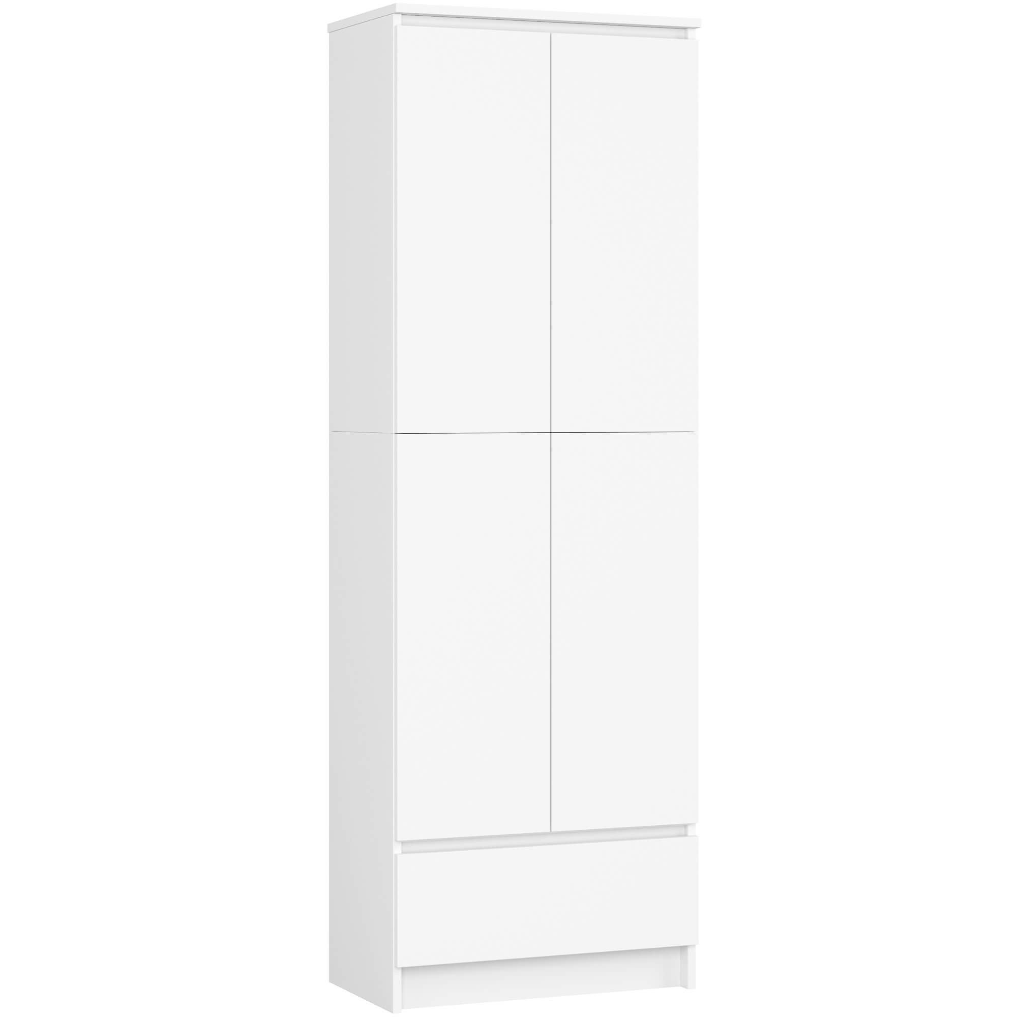 Regał AKORD R60 Biały 60 cm 2 drzwi 1 szuflada kolor Biały mat 4 półki 60x35x180 cm