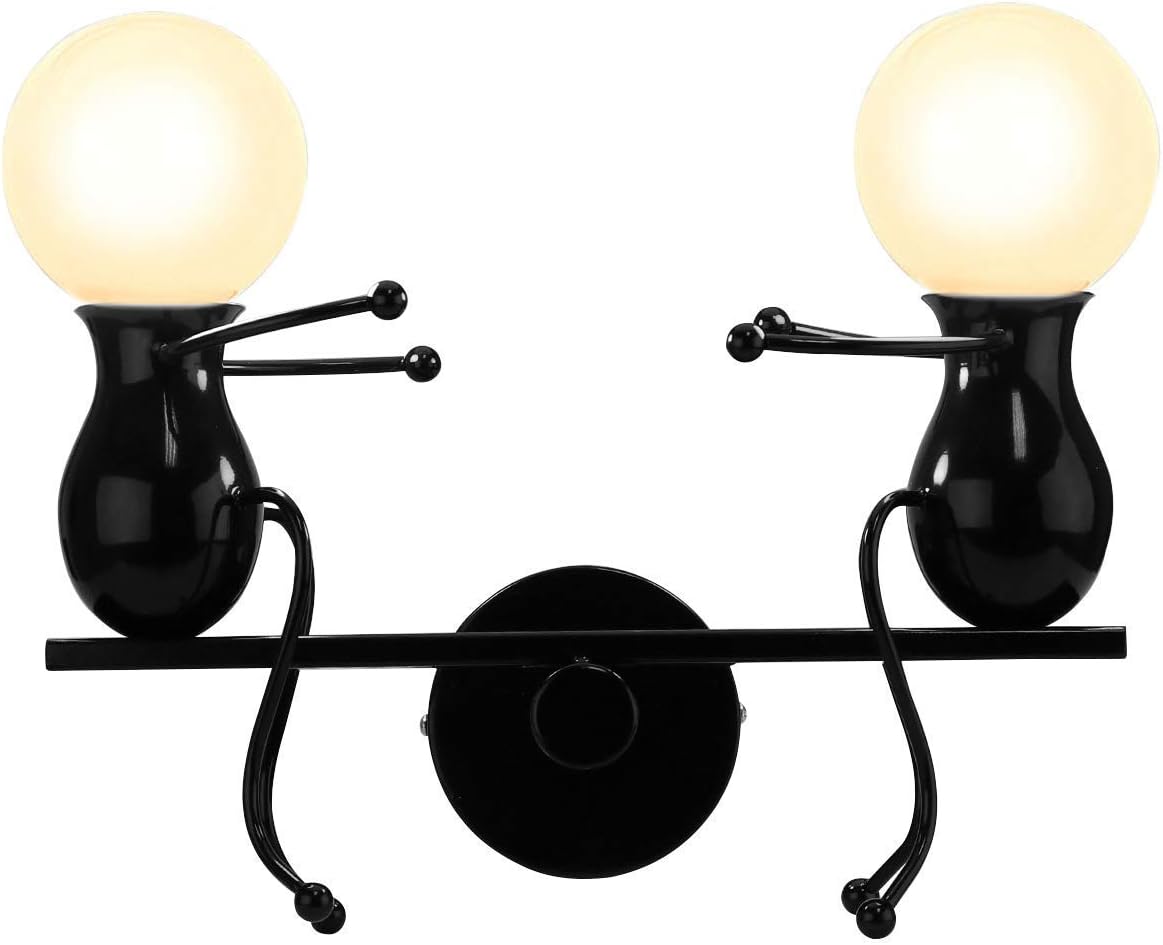 Nowoczesna, kreatywna lampa ścienna w stylu Art Deco, dekoracyjna lampka nocna (czarna, 1 sztuka)