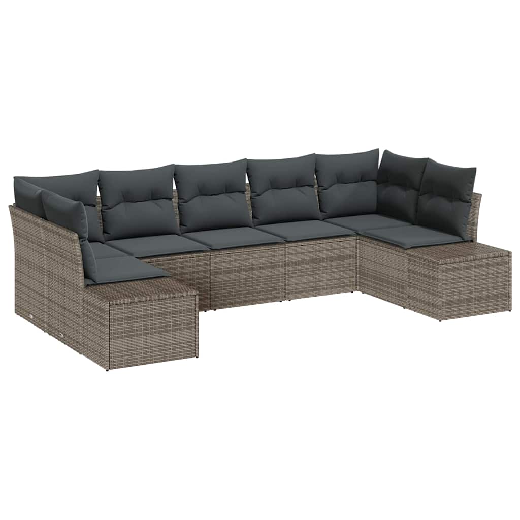 Zestaw Sof na Ogród z przechowywaniem 7 pcs Szary Polirattan