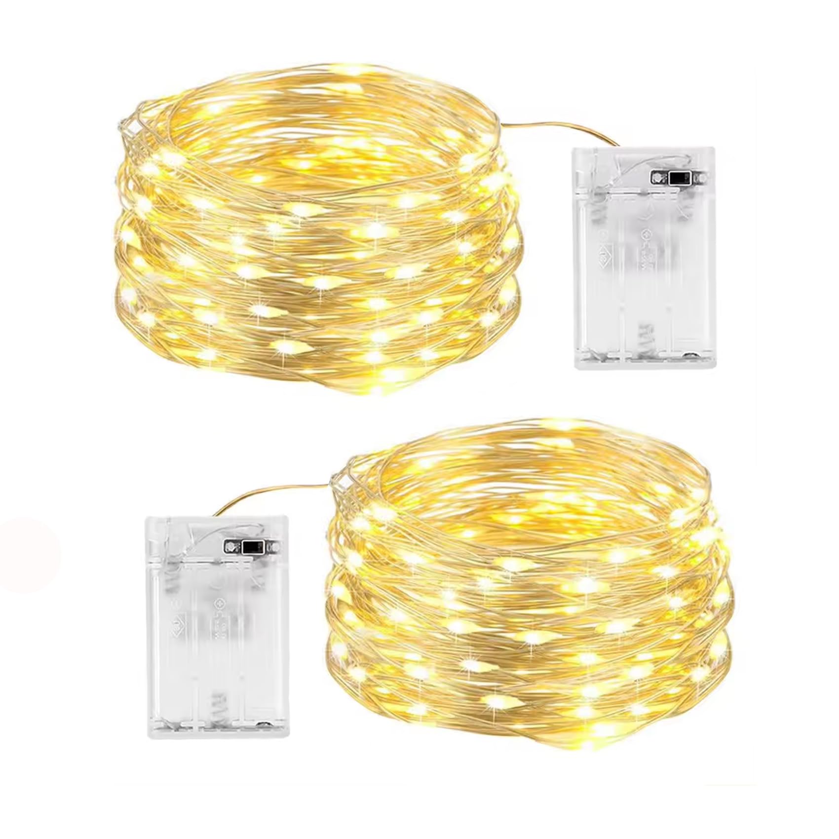 Girlanda świetlna do domu, 2 sztuki 10m 100 LED, ciepła biel, kurtyna świetlna na baterie, do wnętrz i na zewnątrz, na święta