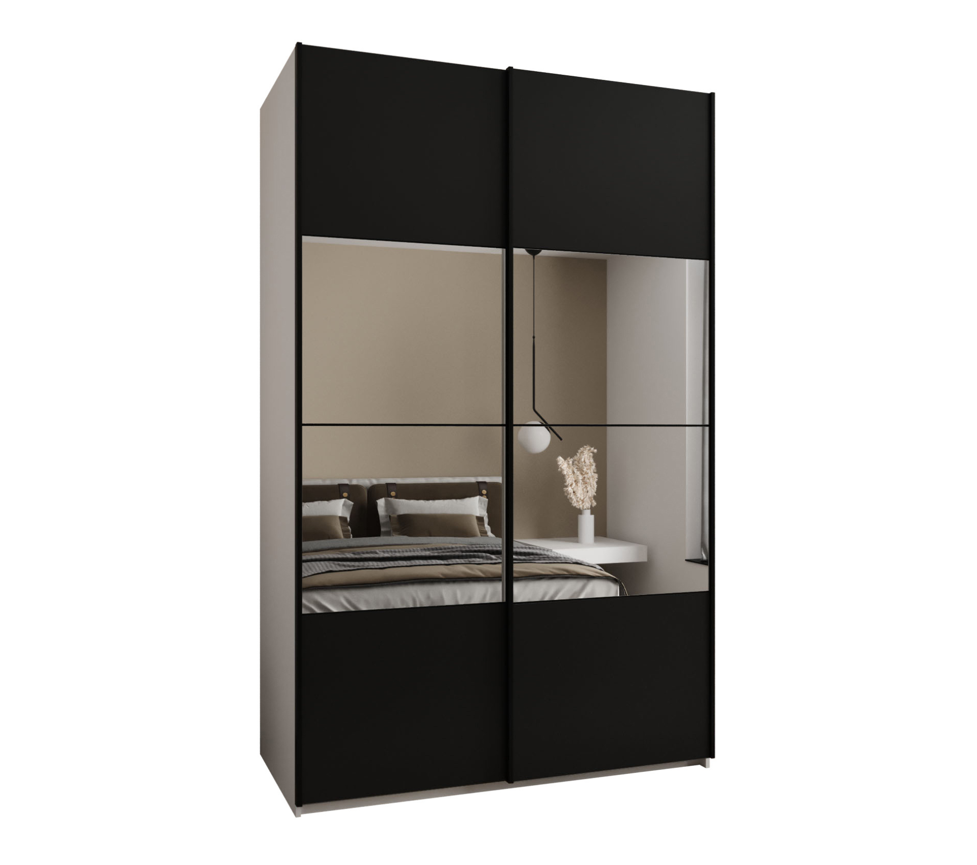 Szafa przesuwna wysoka Lux 4 160 x 64 x 245,5 cm biały + czarny + u. czarny - Abiks Meble