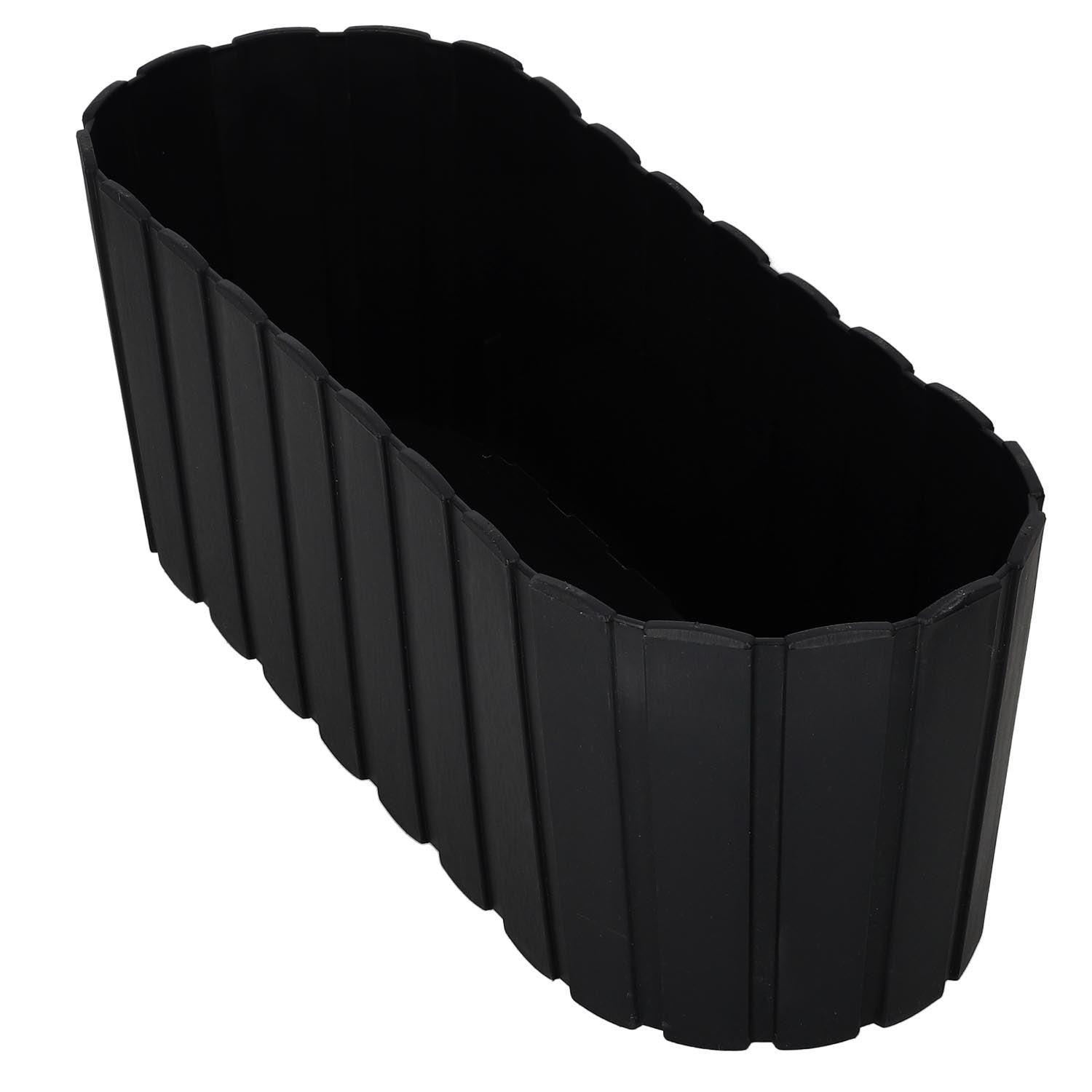 Doniczka Skrzynka Balkonowa - 40 x 13 x 13 cm - Skrzynia Plastikowa na Kwiatki - Donica Owalna na Balkon - Rustykalna - Antracyt KOTARBAU