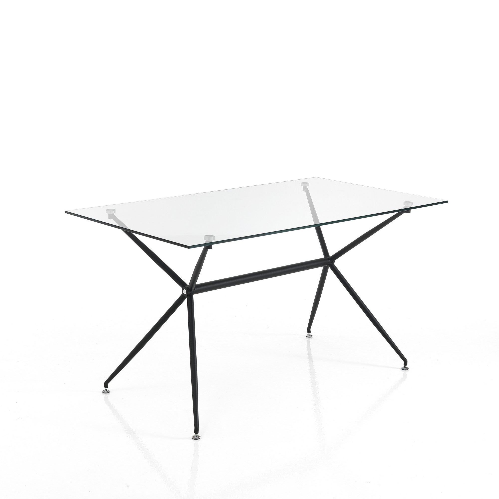 Stół/biurko Stick z czarnego metalu i przezroczystego szkła, 140x80 cm
