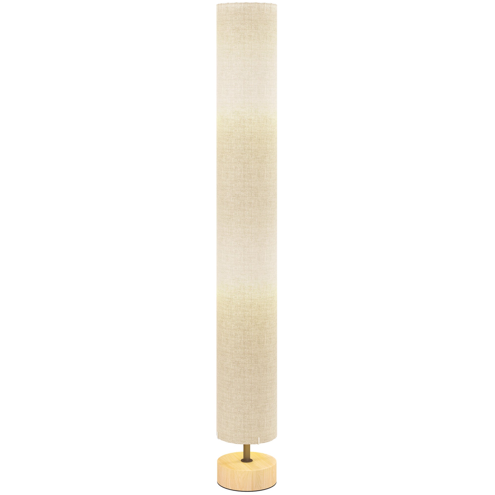 Lampa podłogowa do salonu z gniazdem E27 o mocy maks. 40 W, kloszem lnianym i metalową ramą, Ø15 x 120 cm, szara