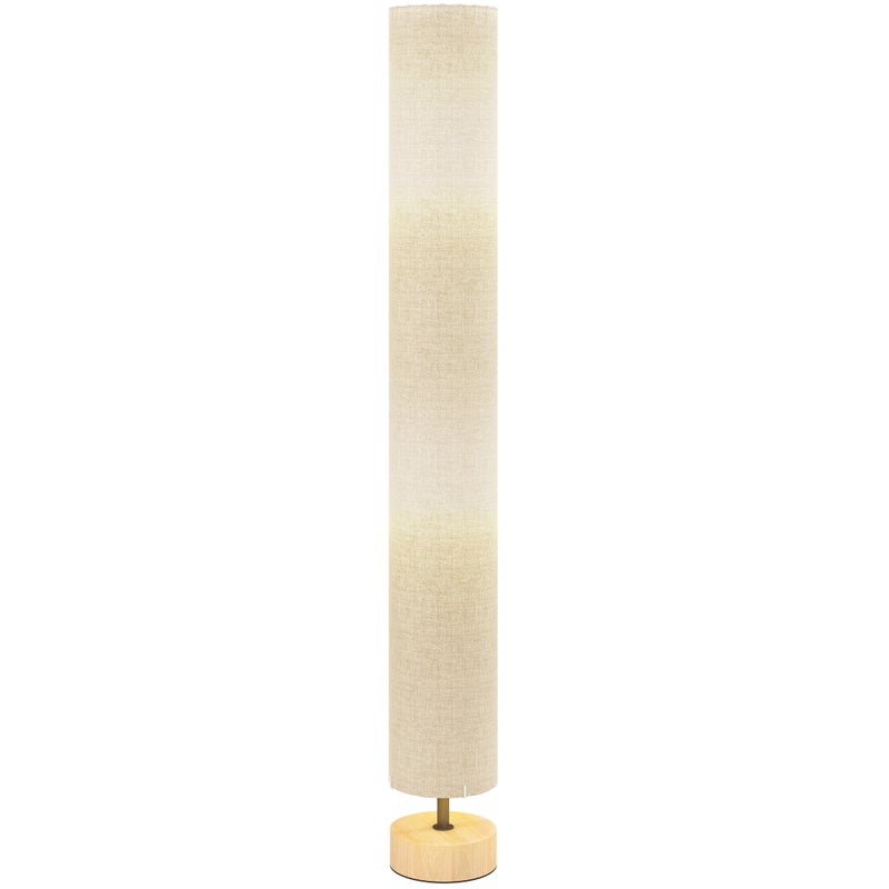 Lampa podłogowa do salonu z gniazdem E27 o mocy maks. 40 W, kloszem lnianym i metalową ramą, Ø15 x 120 cm, szara