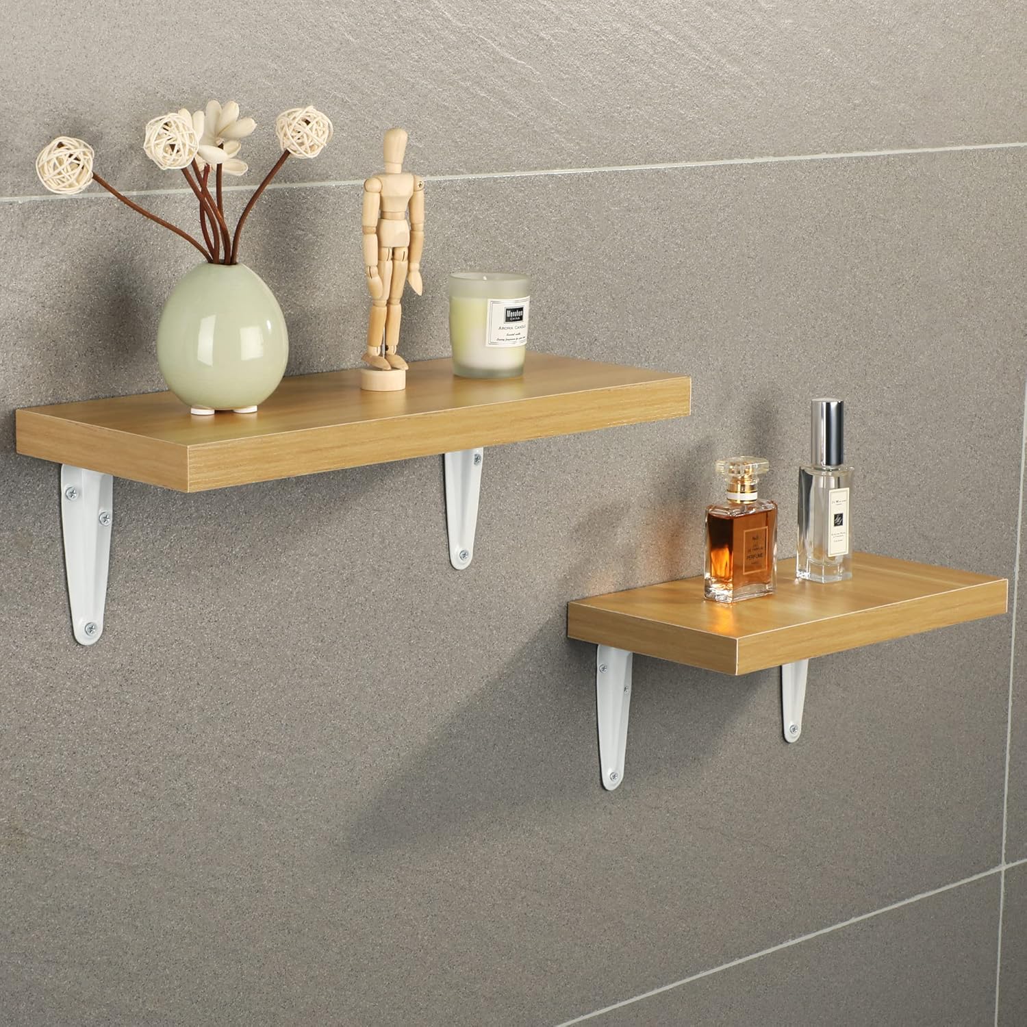 Półka/uchwyt ścienny/narożny uchwyt z tłoczonego metalu do konsoli w stylu londyńskim, 145 mm x 115 mm, połyskująca biel, zestaw 4 szt.