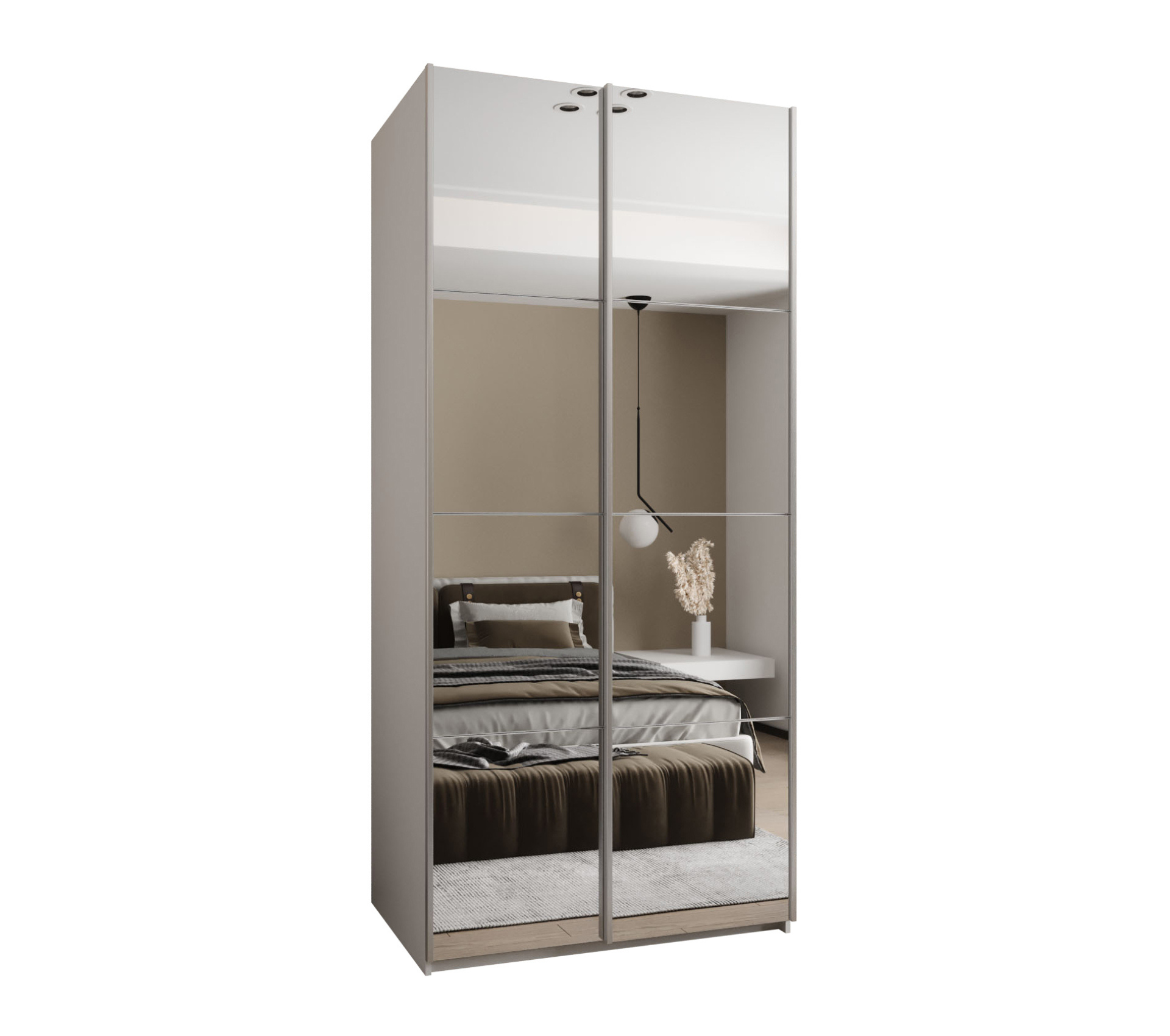 Szafa przesuwna wysoka Lux 2 120 x 64 x 245,5 cm biały + biały + u. srebrny - Abiks Meble