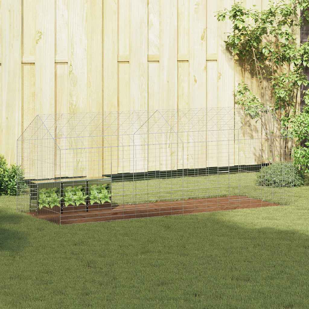 Klatka dla królika Srebrny 200 x 78 x 78 cm Stal Galwanizowana vidaXL
