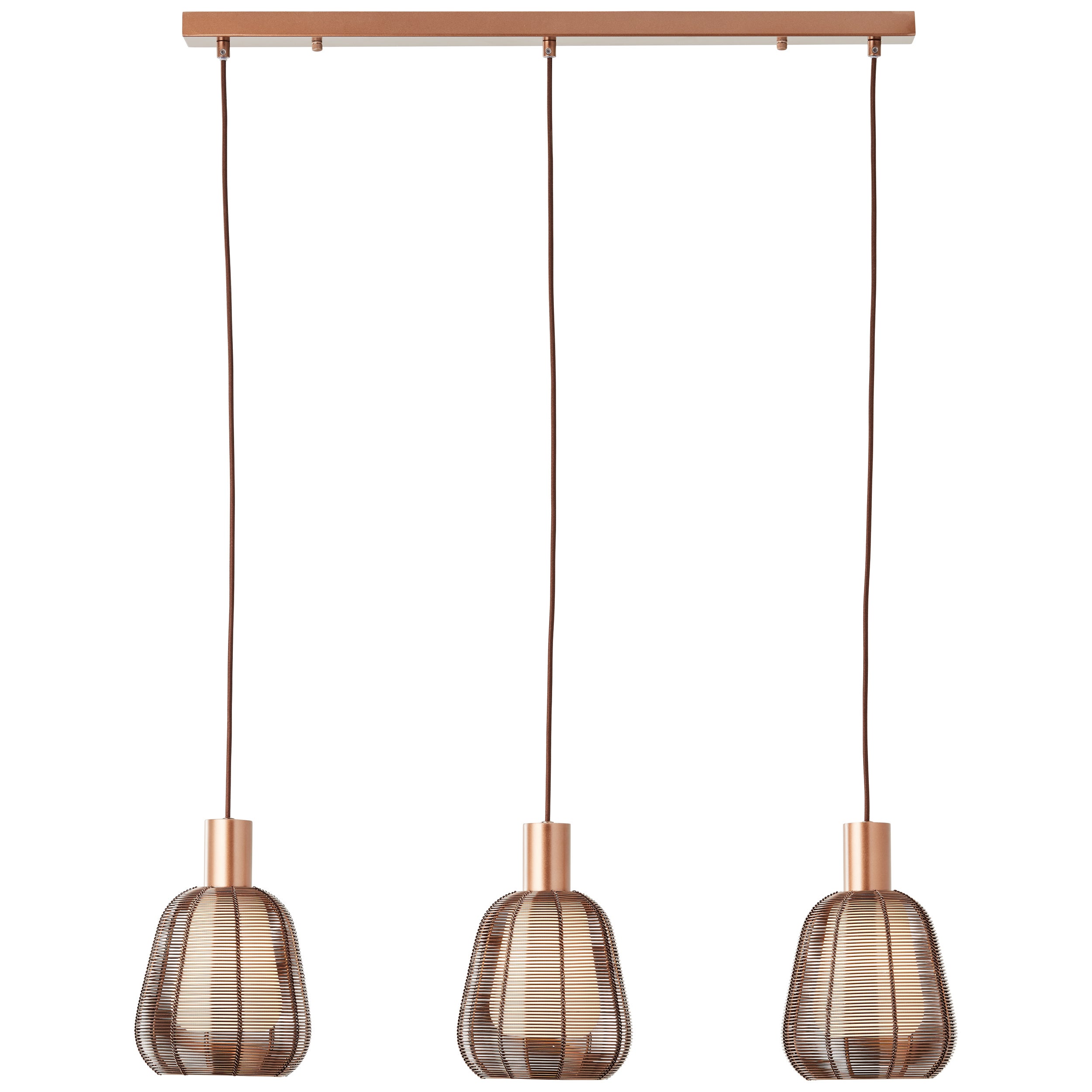 Brilliant Lamp Wallace 3-lampowa lampa wisząca kawa ciemny metal/drewno brąz 3x A60, E27, 40 W
