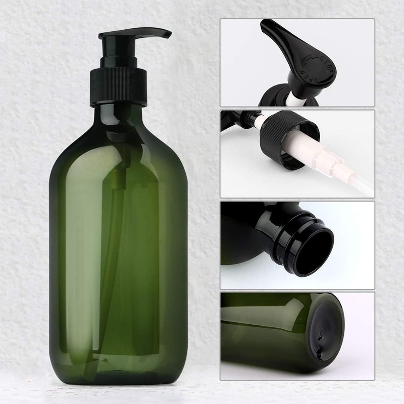 Butelki z pompką, dozownik do mydła w płynie 500 ml, duże, puste, plastikowe pojemniki do ponownego napełniania – opakowanie 3 szt., kolor zielony