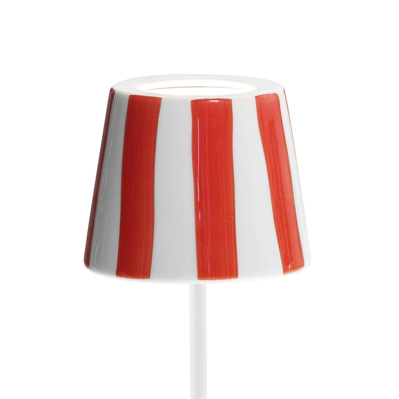 Zafferano Ceramiczna nakładka na lampę Poldina, ceramika, ø 130x100 mm, czerwone paski na białym tle
