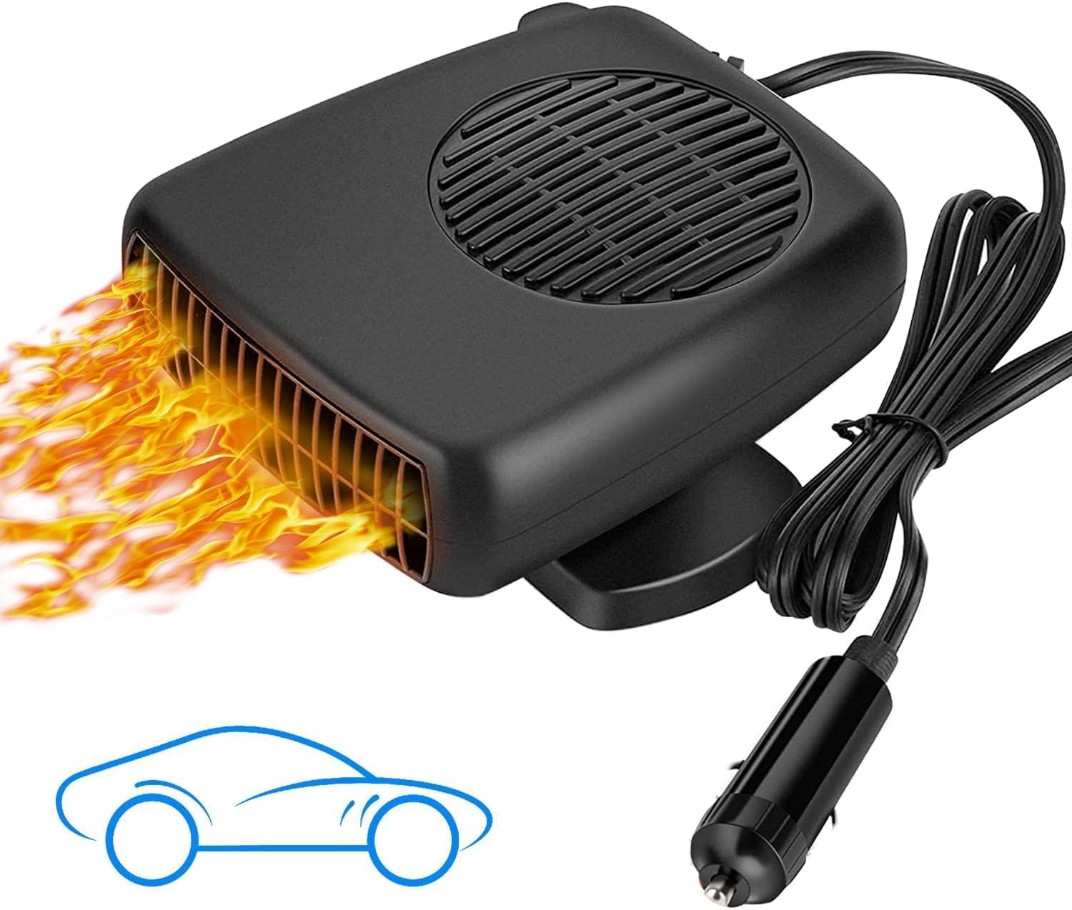 Ogrzewacz samochodowy 12 V – wentylator grzewczy 150 W, funkcja osuszania i odmrażania, pełna oscylacja – komfort samochodowy