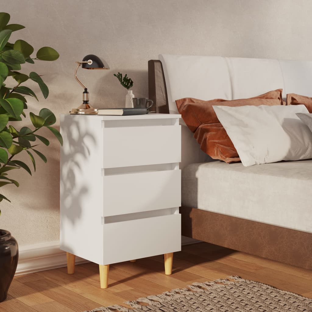 Stolik nocny VidaXL 40x35x69 cm biały 3 szuflady