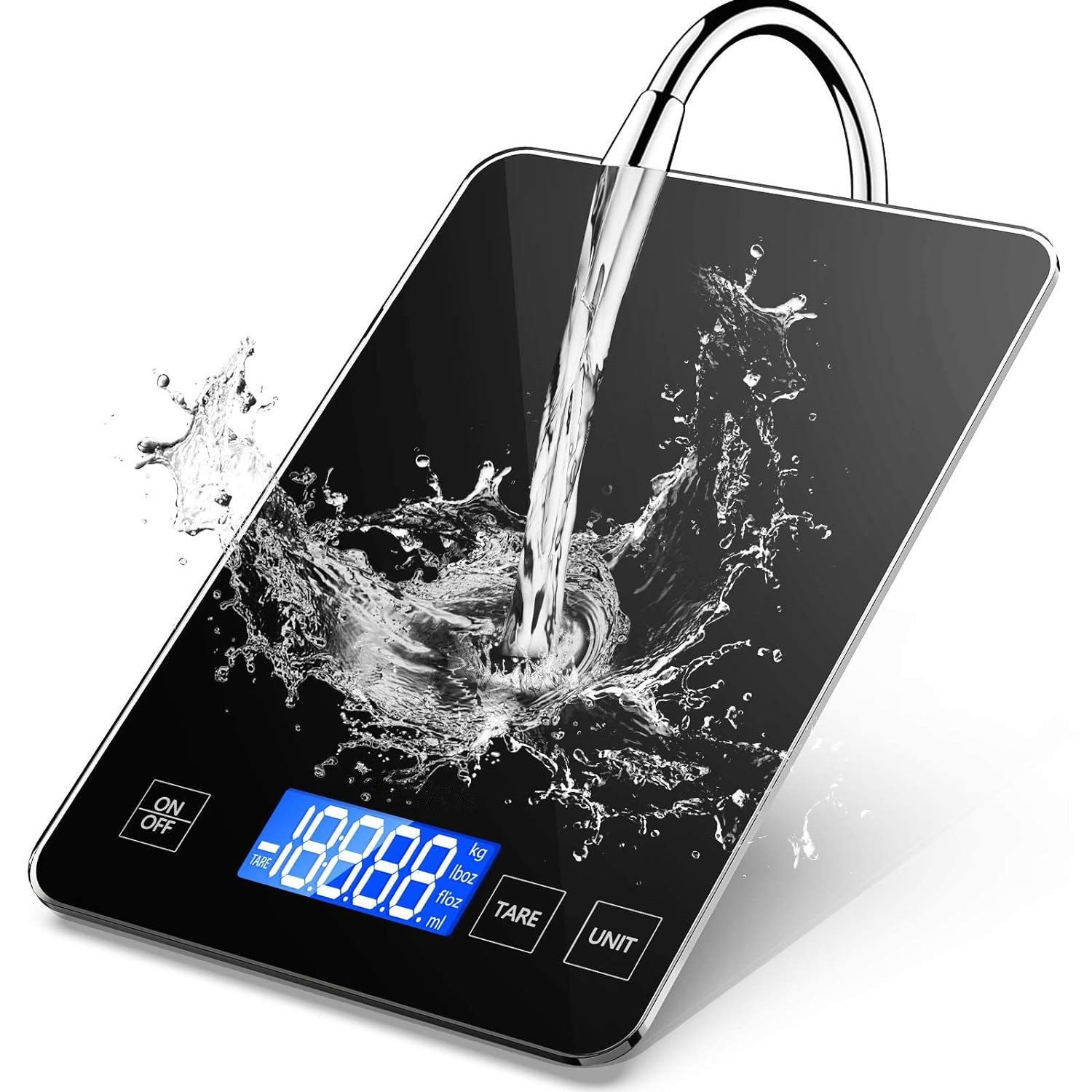 Elektroniczna Waga Kuchenna 15kg, Precyzyjna Cyfrowa Waga Spożywcza 1g ze Wzmocnionego Szkła Wodoodporna, Podświetlany Wyświetlacz LCD