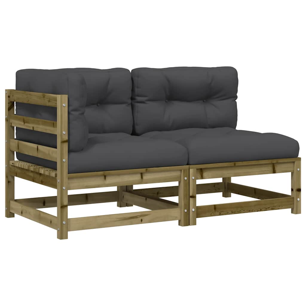 Sofa Ogrodowa Modułowa 2-Osobowa Drewniana z Antracytowymi Poduszkami