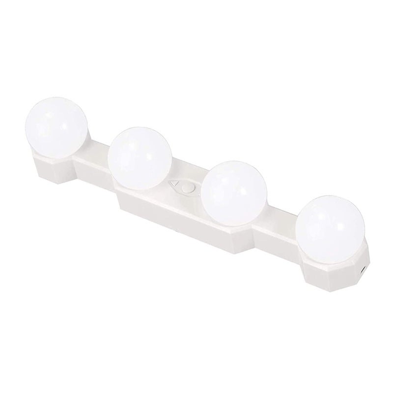 Przenośna bezprzewodowa lampa do makijażu LED w stylu Hollywood, 4 żarówki, wielofunkcyjne oświetlenie do łazienki (bez lustra)
