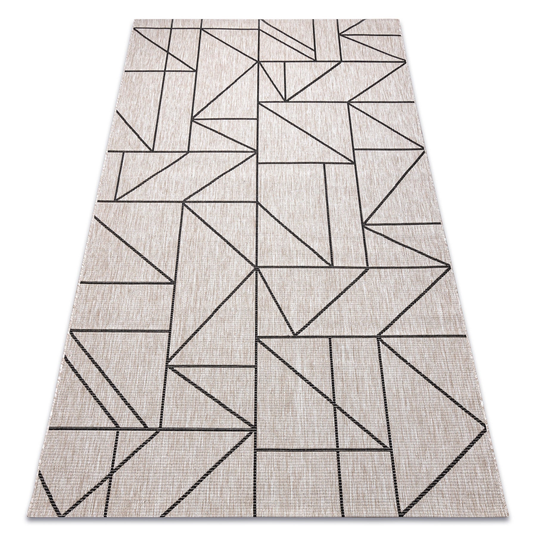 DYWAN SZNURKOWY SIZAL FLOORLUX 20605 srebrny / czarny / beż TRÓJKĄTY, GEOMETRYCZNY 80x150 cm