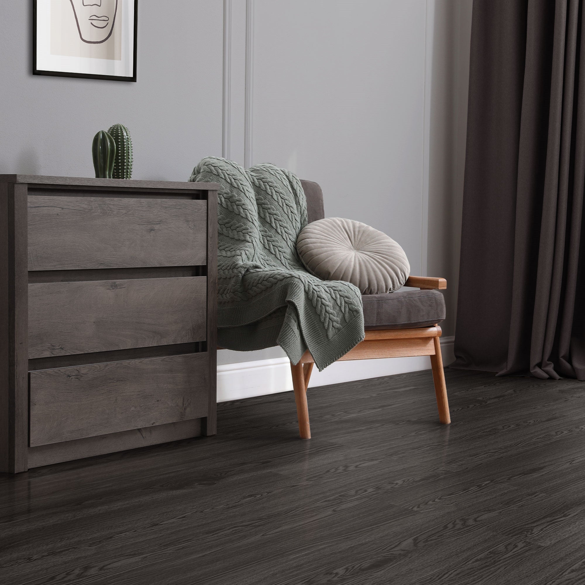 ML-Design podłoga Deluxe PVC samoprzylepne deski winylowe 91,5x15,3cm 2 mm 2,23 m² 16 szt. kolor dab ciemnoszary dab realistyczny wygląd drewna
