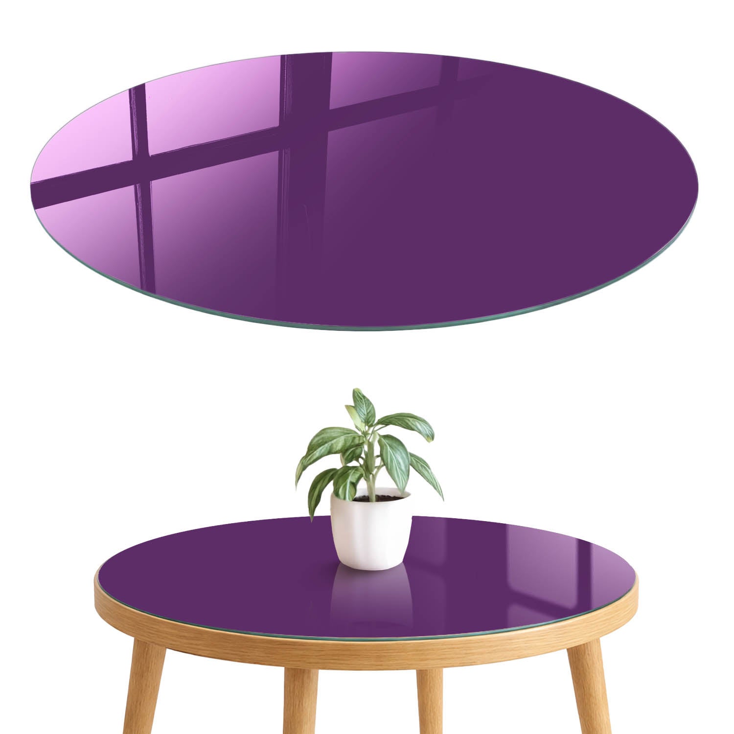 Blat szklany z grafiką i nadrukiem 4 mm - ochrona, dekoracja i metamorfoza mebli fi70 cm Mocny fiolet