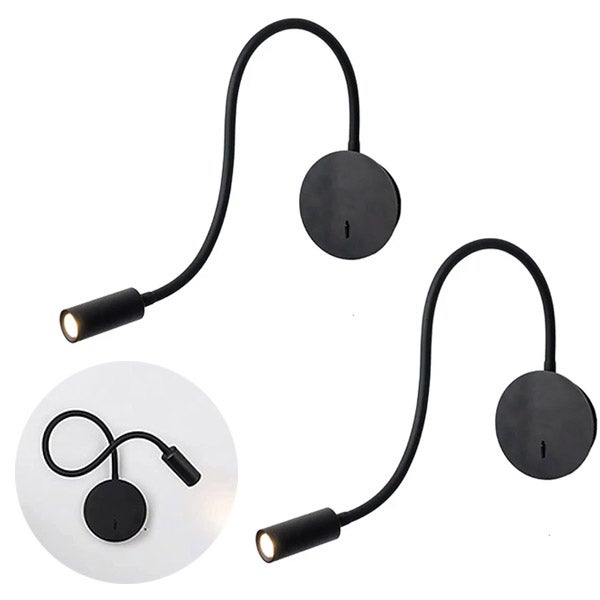 2 x Kinkiet LED - 3W USB Regulowany, 3000K Biały Ciepły, Kąt Regulowany 360° - Do Sypialni, Salonu, Przedpokoju - Nowoczesny Design