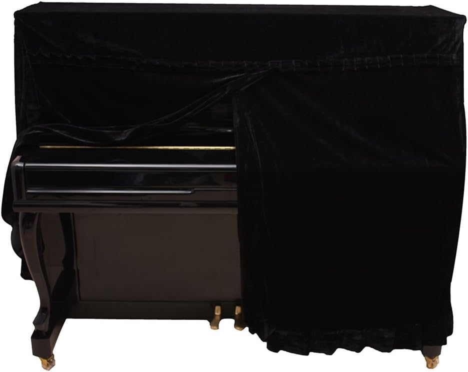 Pokrowiec na pianino, złoty aksamitny pokrowiec na pianino, akcesorium do pianina, czarny, 152 x 60 x 110 cm