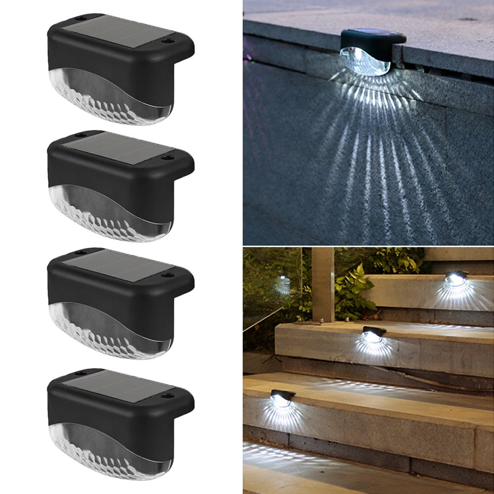 Zestaw 4 lamp solarnych z białym światłem, lampy LED, oświetlenie zewnętrzne krajobrazu, lampy LED do stopni