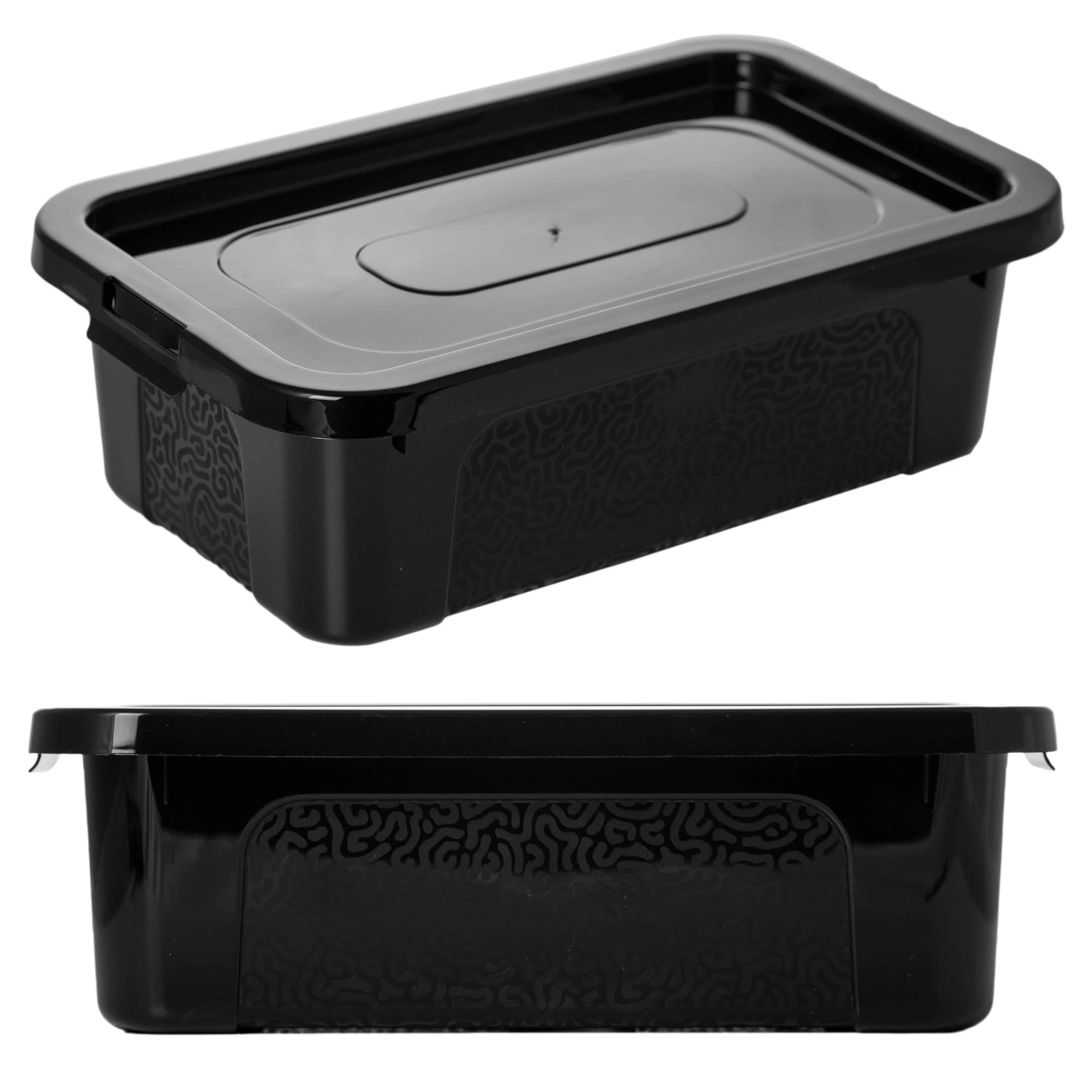 Pojemnik Pudło Plastikowe Pojemniki Z Pokrywą MultiBox 33x20x10 cm, 4,5 L Czarny